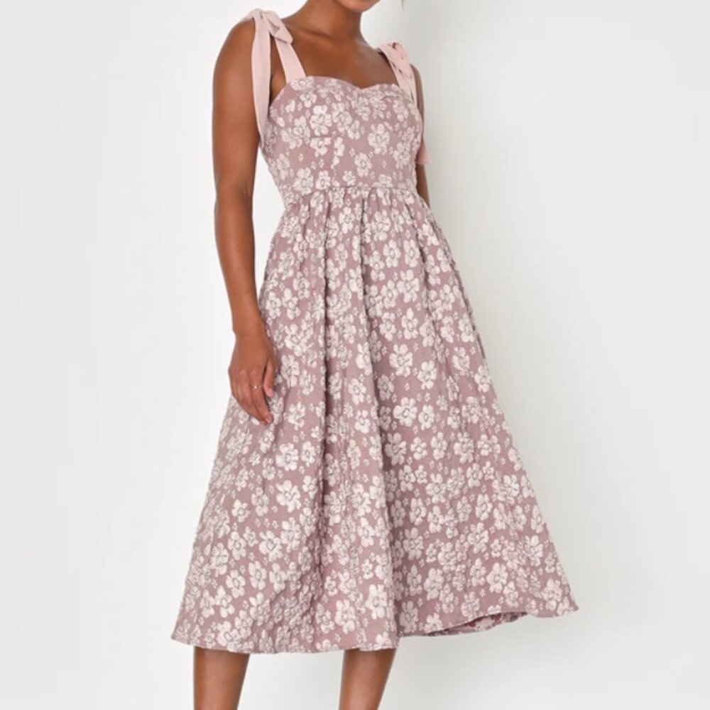 Lulus Mauve Pink Tie-Strap Midi Dress - Size US XL